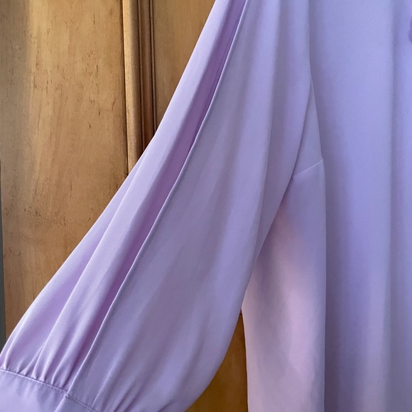 Eloquii Lilac Purple Sheer Blouse with Tie Front and arm slit Size 16 - Picture 3 of 5